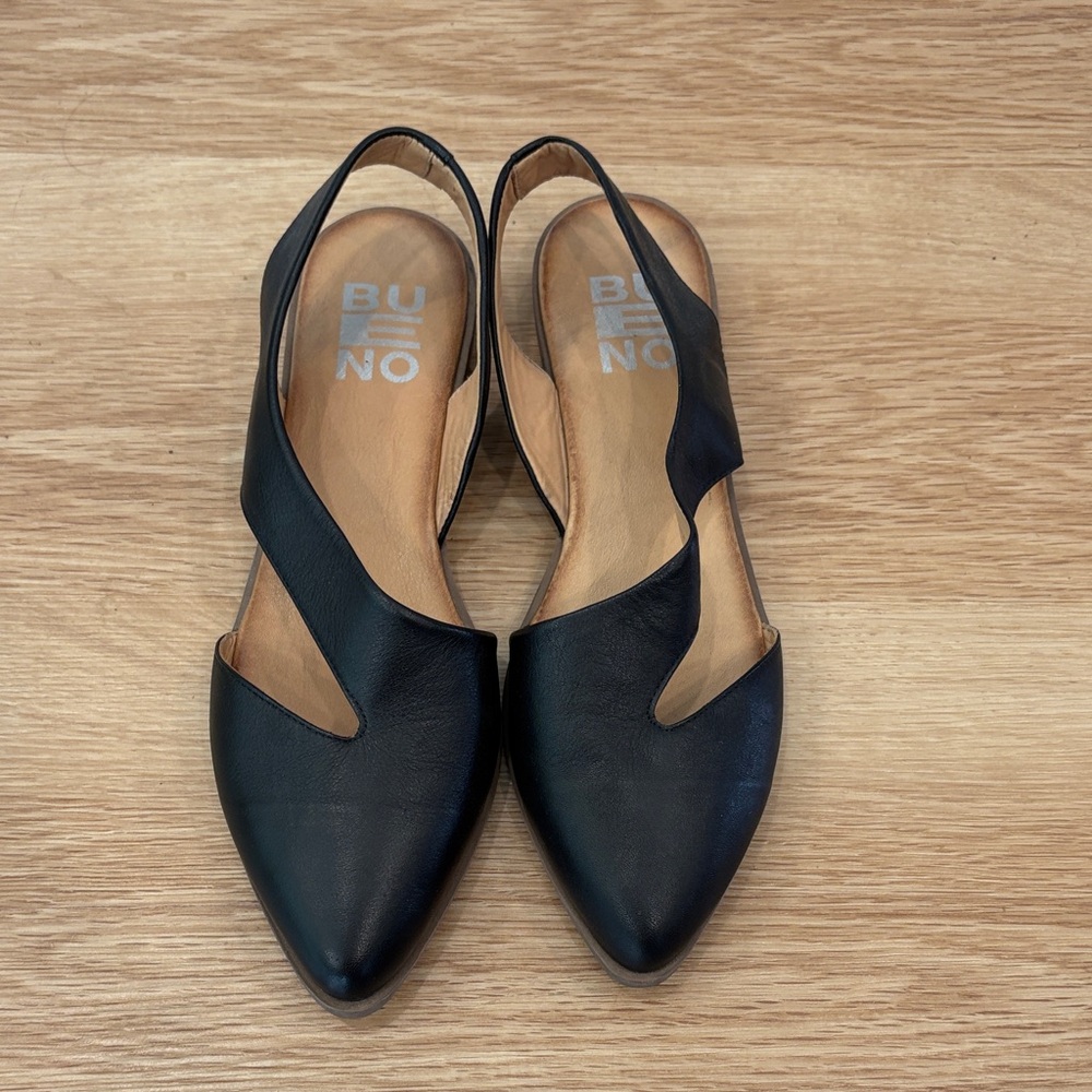 Bueno Women's Elegant Black Slingback Flats